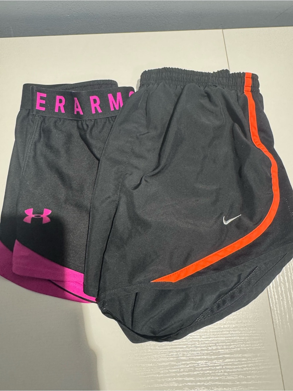 Under Armour Black Girls' Athletic Shorts with Pink Accents